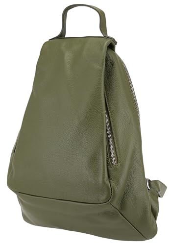 SH Leder echt Leder Damenrucksack CityRucksack Daypack Frauen Rucksack in Genarbt Rindleder 31x38cm Vita G788 (Olivgrün) von SH Leder