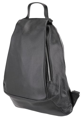 SH Leder echt Leder Damenrucksack CityRucksack Daypack Frauen Rucksack in Genarbt Rindleder 31x38cm Vita G788 (Schwarz) von SH Leder