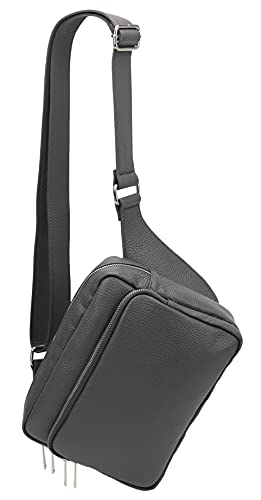 SH Leder echt Leder Hüfttasche Damen Herren Unisex Bodybag Gürteltasche für Reise Festival Bauchtasche große Crossbody Bag Frauen Ledertasche 24x19cm Alena G548 (Dunkelgrau) von SH Leder