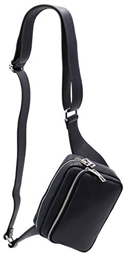 SH Leder echt Leder Hüfttasche Damen Herren Unisex Gürteltasche für Festival Reise Bauchtasche mittelgroße Crossbody Bag Frauen Ledertasche 18x13cm Jisoo G412 (Dunkelblau) von SH Leder