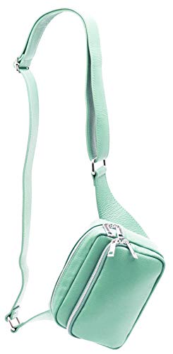 SH Leder echt Leder Hüfttasche Damen Herren Unisex Gürteltasche für Festival Reise Bauchtasche mittelgroße Crossbody Bag Frauen Ledertasche 18x13cm Jisoo G412 (Wassergrün) von SH Leder