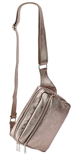 SH Leder echt Leder Hüfttasche Damen Herren unisex Bodybag Gürteltasche für Reise Festival Bauchtasche große Crossbody Bag Frauen Ledertasche 24x19cm Alena G548 (Bronze) von SH Leder