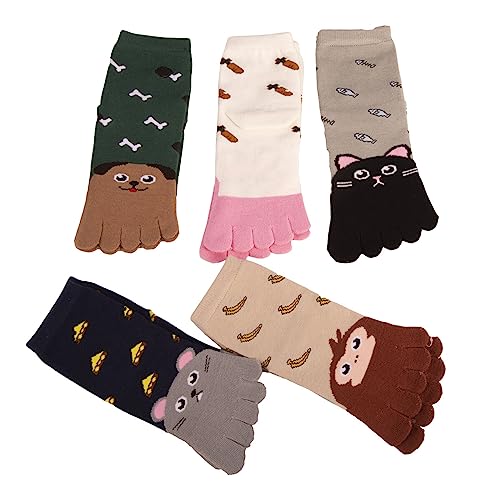 SH-RuiDu Kinder Socken, 5 Paare Cartoon Tier Baumwolle fünf Finger Zehe Socken Knöchel Socken für Kleinkind Jungen Mädchen von SH-RuiDu