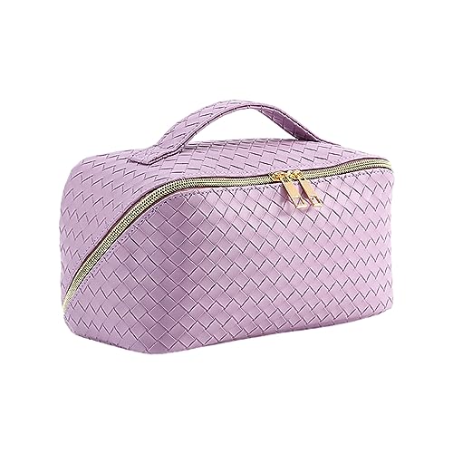 SH-RuiDu Reise-Kosmetiktasche, große Kapazität, PU-Leder, wasserdicht, Reise-Make-up-Tasche, tragbar, große Öffnung, Design, Kosmetiktasche, Damen, Make-up-Organizer mit Fächern und Griff für von SH-RuiDu