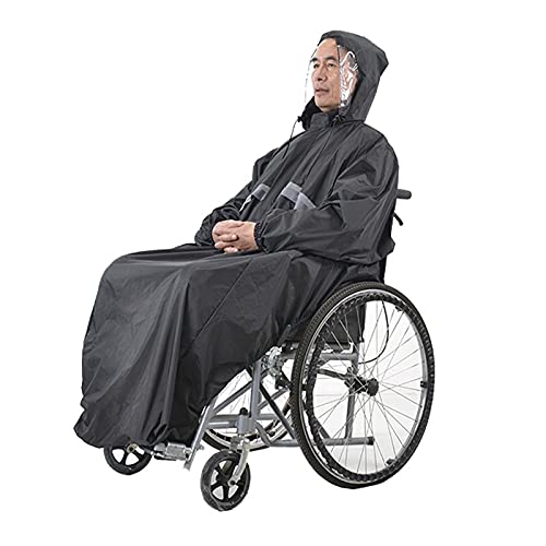 SH-RuiDu Wasserdichter Poncho für Rollstühle Umhang Regencape mit Ärmel Hoodie Reflektierende Streifen Regenmantel für ältere Menschen und Patienten von SH-RuiDu