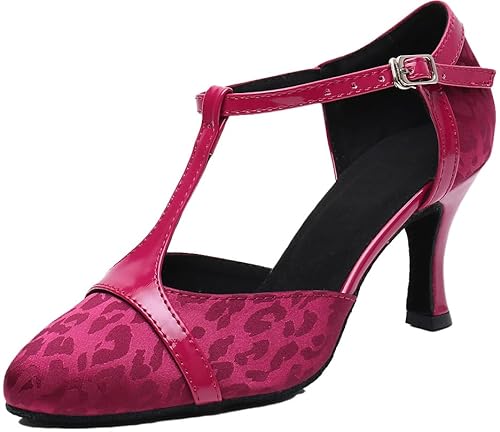 SH. SHUTUP.DANCE Damen Ballsaal Tanzschuhe Praxis Latein Kätzchen Heels T Bar 7,5 CM Salsa Pumps Tango Jazz Chacha Maßgeschneiderte Ferse, violett, 38 EU von SHUTUP.DANCE