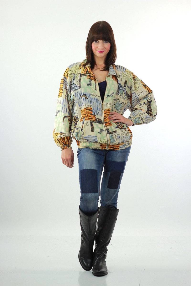 80Er Jahre Animal Print Vintage Jacke Zip Up Oversized Xl von SHABBYBABE