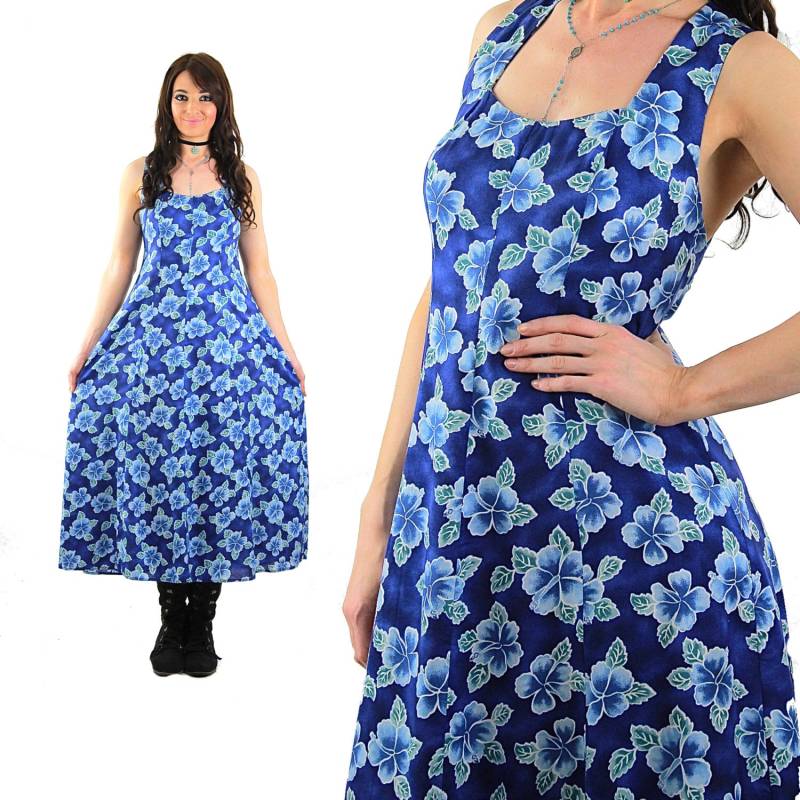 90Er Jahre Floral Grunge Kleid Vintage Boho Neckholder Open Back Sommerkleid von SHABBYBABE