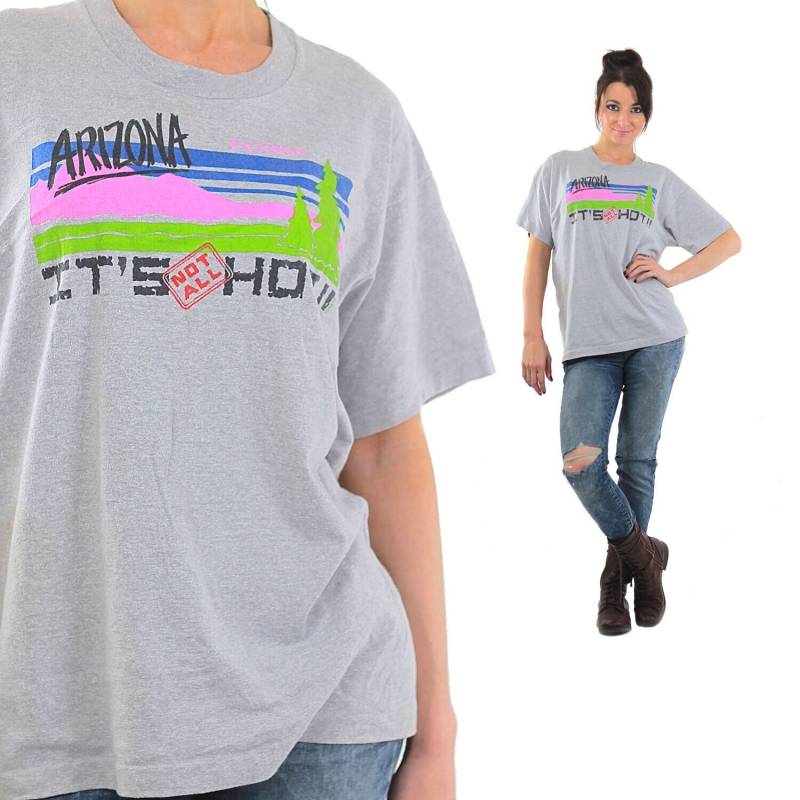 Berghemd Arizona Tshirt 90Er Jahre Shirt Neon Grafik Vintage Retro Oversized T Grün Rosa Südwesten Extra Large von SHABBYBABE