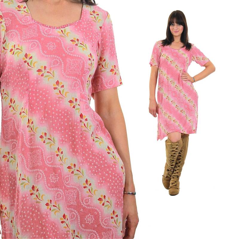 Boho Kleid 90Er Jahre Babydoll Festival Pastell Stripe Print Medium von SHABBYBABE