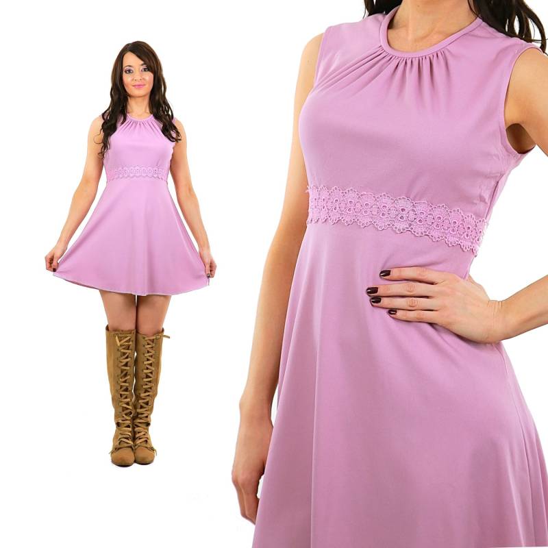 Boho Party Kleid Pastell Lavendel Cocktail Ärmellose Skater Mini Sonnenkleid Baby Puppe M Medium von SHABBYBABE