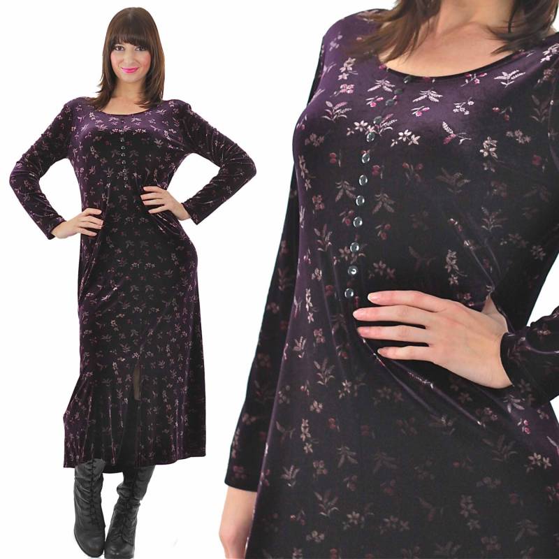 Grunge Samt Floral Cocktail Maxi Kleid von SHABBYBABE