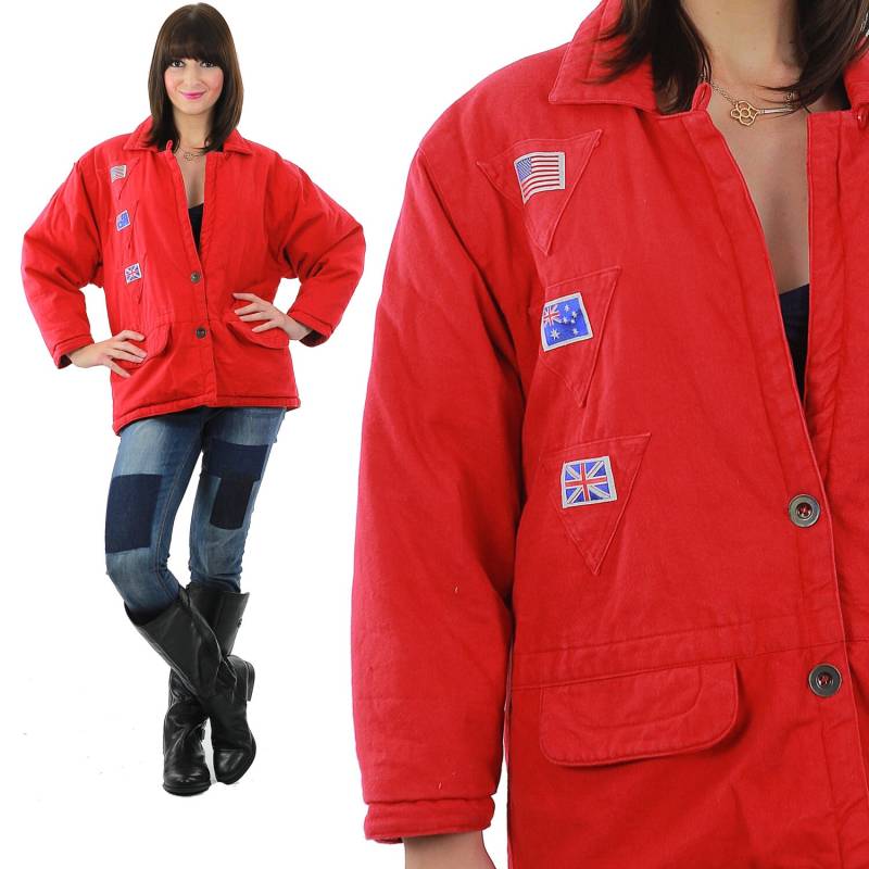 Rote Flagge Jacke Matrose Nautik Mantel Boho Parka Wintermantel M von SHABBYBABE