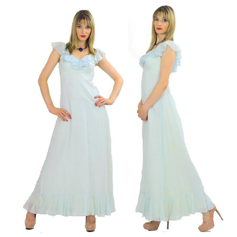 Vintage 70Er Cocktailkleid Pastell Blau Prärie Boho Festival Klein Vintage 70Er Cocktailkleid Pastell Blau Prärie Boho Festival Klein von SHABBYBABE
