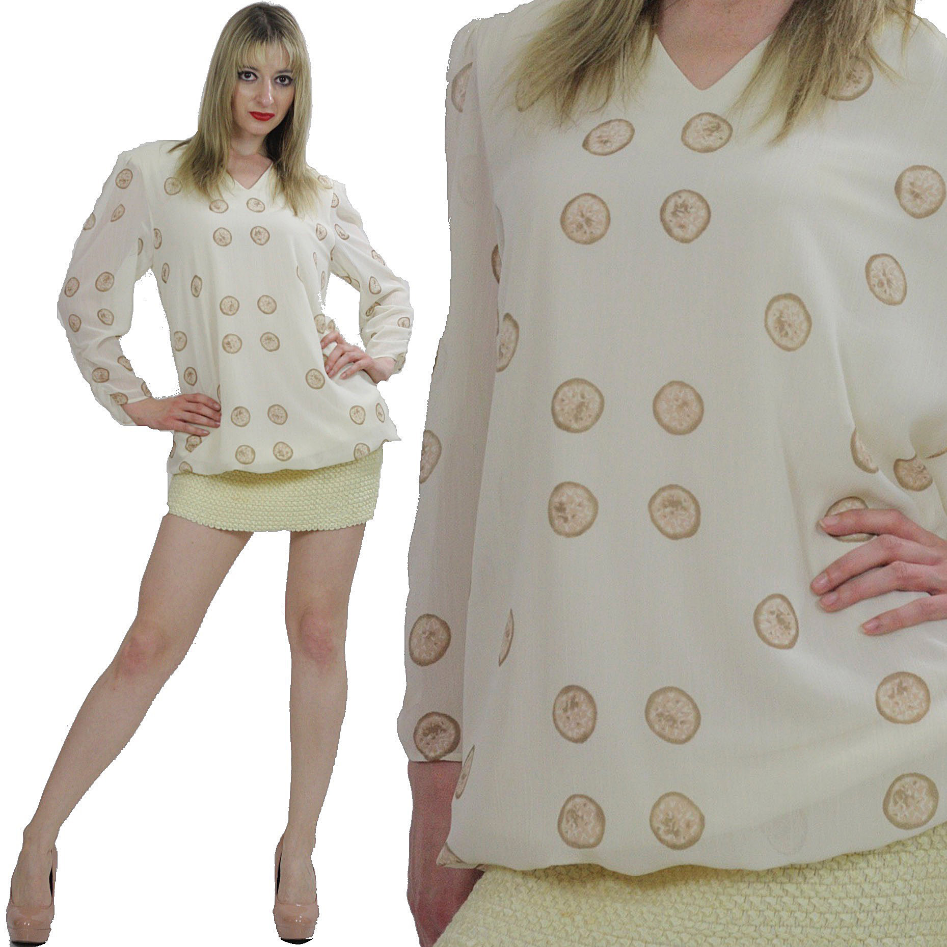 Vintage 80Er Jahre Blase Kleid 1980Er Übergroße Elfenbein Abstrakte Partei von SHABBYBABE