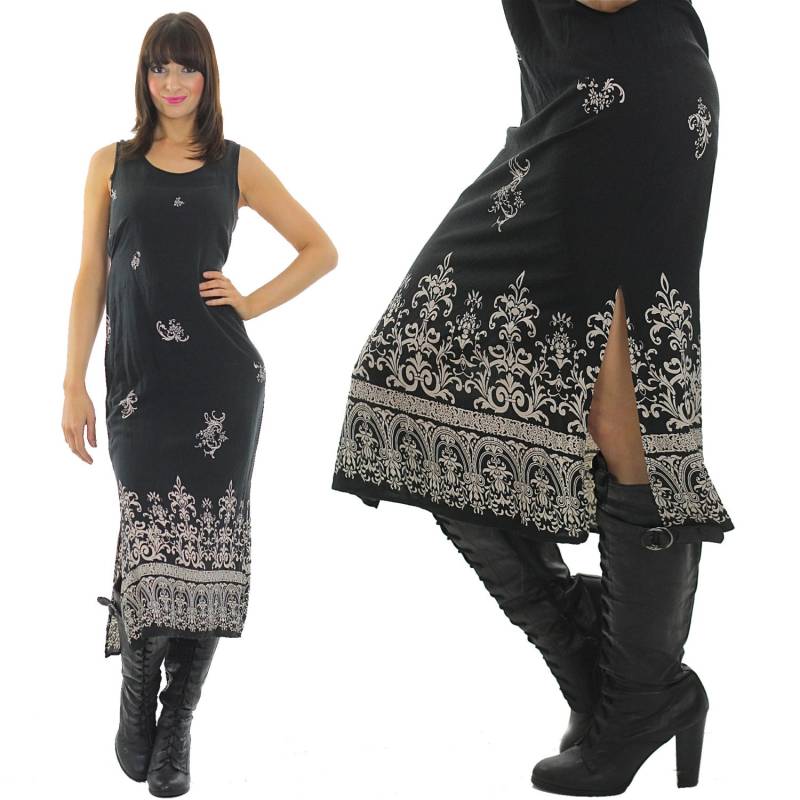 Vintage 90Er Grunge Langer Rand Druck Schwarz Maxi Kleid Vintage 90Er Grunge Langer Rand Druck Schwarz Maxi Kleid von SHABBYBABE