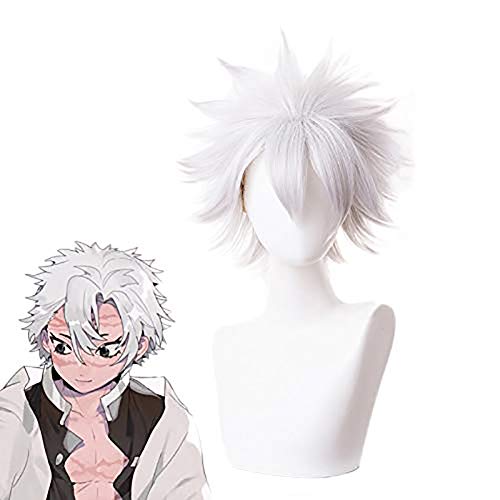 Demon Slayer:Kimetsu Keine Yaiba Shinazugawa Sanemi Cosplay Perücken Splitter Kurz Hoch-temperatur Fiber Hair Kostüm Perücke + Perücke Mütze-Shinazugawa sanemi von SHABI