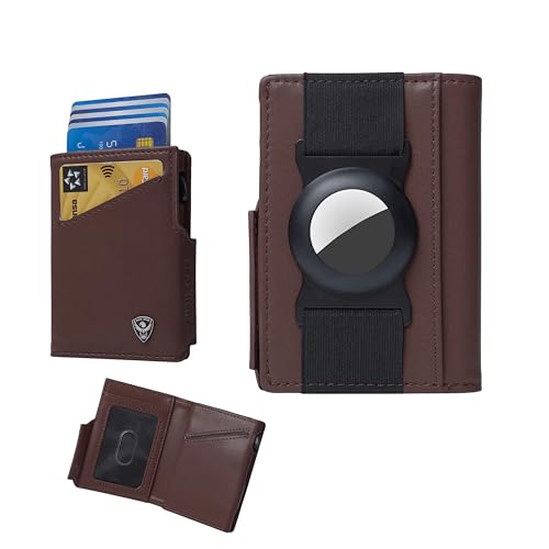 SHAH ZONE Herren Geldbörse Airtage Slim Fold RFID-Ausweis-Geldbörse, Carbon Fiber & Aluminum Body, Airtag Kompatibel, Unisex Erwachsene, Braun, Einfarbig von SHAH ZONE