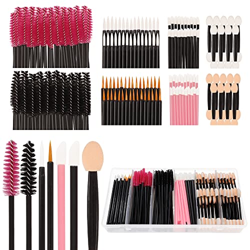 201 Stück Makeup Applikator Zauberstäbe Set, SHAIDOJIO 50 Lippenstift Pinsel, 50 Lidschatten Pinsel, 50 Eyeliner Pinsel, 50 Wimpernbürstchen, mit 1 Stück Organizer Box von SHAIDOJIO
