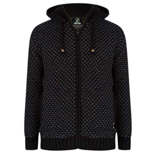 Edele Herren Strickjacke aus Reiner Schafswolle mit Messingreißverschlüsse - Shakaloha M Marlin Schwarz - Luxus-Strickjacke mit speziellen Strickwaren, Dicke Fleecefutter, abnehmbare Kapuze. - XL von SHAKALOHA LIFE IS FOR LIVING