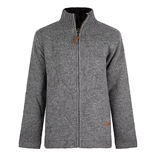 Herren Fleece gefütterte Strickjacke Reißverschluss Stehkragen Grobstrick Ebene Farbe Grau Strickpullover Zeitlose Wolljacke für alle Jahreszeiten, für drinnem & draußen.SHAKALOHA M Haddock. - L von SHAKALOHA LIFE IS FOR LIVING