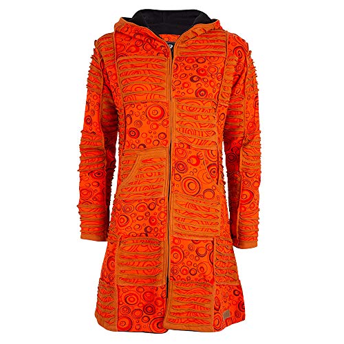 Patchwork-Kapuzenmantel Lang Damen | Hippie-Style | Modell Flower Power | Fleecefutter | Warm & Kuschelig | Goa-Jacket | Cutwork | Kapuzen-Sweatjacke | Handarbeit Nepal | Shakaloha W Petunia - XL von SHAKALOHA LIFE IS FOR LIVING