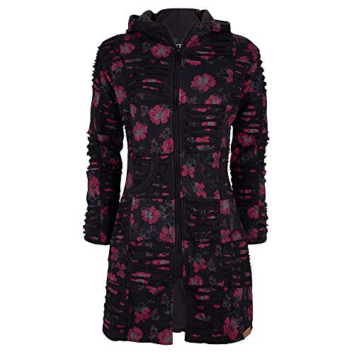 Patchwork-Kapuzenmantel Lang Damen | Hippie-Style | Modell Flower Power | Fleecefutter | Warm & Kuschelig | Goa-Jacket | Cutwork | Kapuzen-Sweatjacke | Handarbeit Nepal | Shakaloha W Petunia - XL von SHAKALOHA LIFE IS FOR LIVING