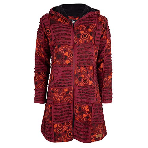 Patchwork-Kapuzenmantel Lang Damen | Hippie-Style | Modell Flower Power | Fleecefutter | Warm & Kuschelig | Goa-Jacket | Cutwork | Kapuzen-Sweatjacke | Handarbeit Nepal | Shakaloha W Petunia - XL von SHAKALOHA LIFE IS FOR LIVING