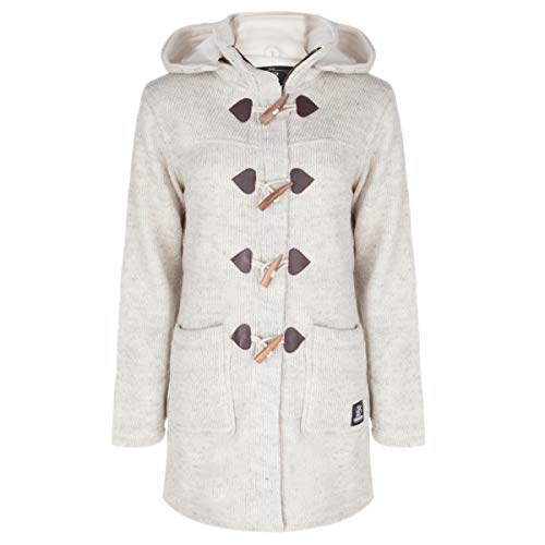 SHAKALOHA - Mittellanger Strickjacke Dufflewollcoat mit Kapuze - Cody beige - Damenjacke - im fairen Wettbewerb in Nepal hergestellte Wolljacke mit Fleecefutter - Handgestrickt in Nepal - M von SHAKALOHA LIFE IS FOR LIVING