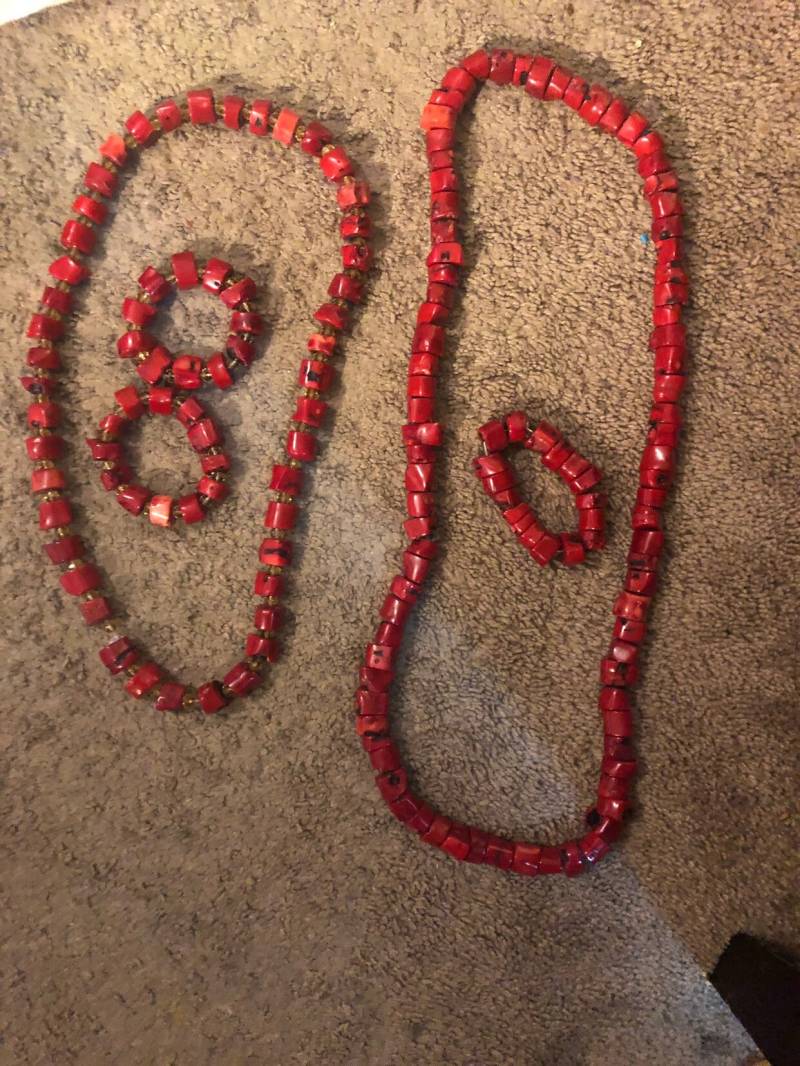 Bambuskoralle Halsketten-Armreif-Set - Rot Unisex Schmuck von SHALOMCONCEPT