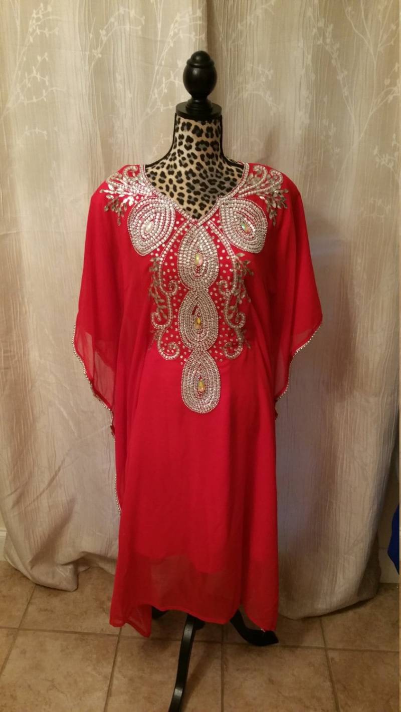 Kaftan African Perlen Knielanges Chiffonkleid von SHALOMCONCEPT