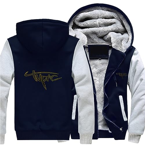 SHAMMA 2023 Herren Hoodies für 2PAC Winterjacken Reißverschluss Mantel Pullover Warme dicke Oberbekleidung Schwergewicht Oberteile Langarm Pullover für Herren-B||4XL von SHAMMA