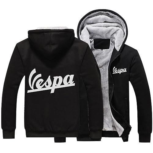 SHAMMA 2023 Herren Kapuzenpullover für den Dienst Vespa Winter Pullover Reißverschluss Mäntel Jacken Warme Dicke Oberbekleidung Wolle Lässiges Sweatshirt Workout Tops für Männer-B||5XL von SHAMMA