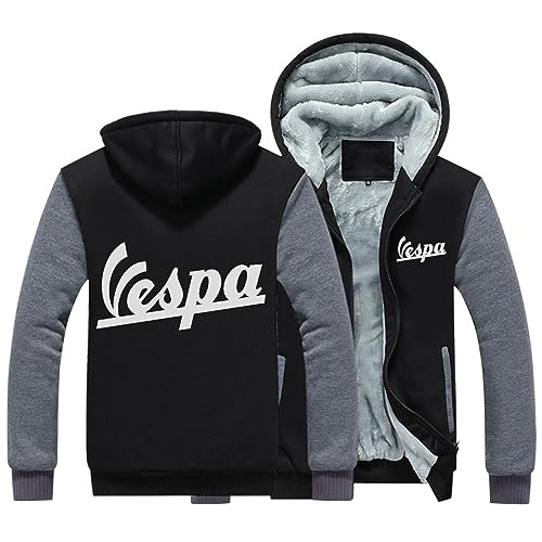 SHAMMA 2023 Herren Kapuzenpullover für den Dienst Vespa Winter Pullover Reißverschluss Mäntel Jacken Warme Dicke Oberbekleidung Wolle Lässiges Sweatshirt Workout Tops für Männer-C||4XL von SHAMMA