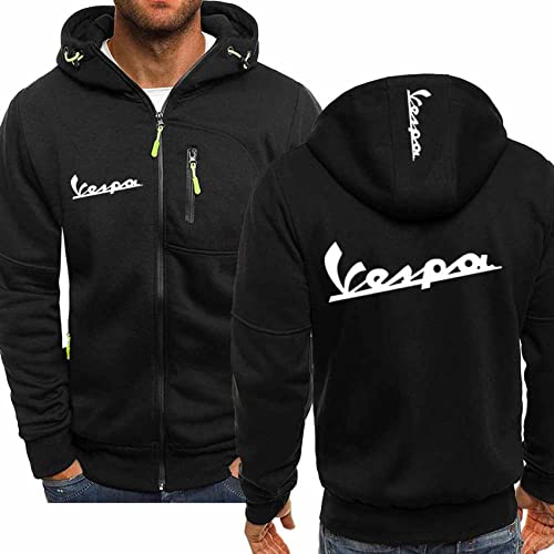 SHAMMA 2023 Herren Kapuzenpullover für den Service Vespa Lässige Strickjacken mit Reißverschluss Leichte Sweatshirts Kapuzenpullover Kapuzenpullover Arbeitstops-Black||M von SHAMMA