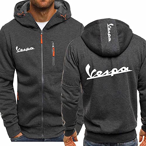 SHAMMA 2023 Herren Kapuzenpullover für den Service Vespa Lässige Strickjacken mit Reißverschluss Leichte Sweatshirts Kapuzenpullover Kapuzenpullover Arbeitstops-Dark Gray||L von SHAMMA