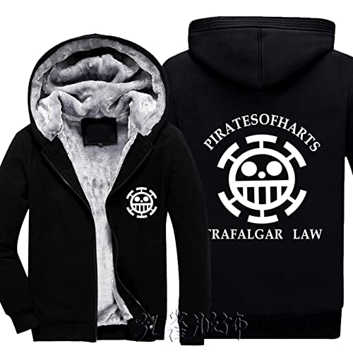 SHAMMA 2023 Herren Winter Hoodies für Trafalgar Law Zip Up Jacke Fleece Mantel Pullover Warm Hoodie Dickes Sweatshirt Schwere Oberbekleidung Workout Tops für Männer-D||XL von SHAMMA