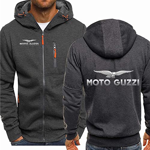 SHAMMA Herren Casual Hoodies für Moto Guzzi Zip Up Jacken Kapuzenjacken Pullover Leichte Sweatshirts Frühling Herbst Pullover Arbeitstops für Männer-Dark Gray||XXL von SHAMMA