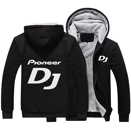 SHAMMA Herren Fleece Hoodies für Pioneer DJ Reißverschluss Jacke Winter Pullover Mantel Warme Dicke Oberbekleidung Schweres Sweatshirt Lässige Kapuzenoberteile für Männer-D||5XL von SHAMMA