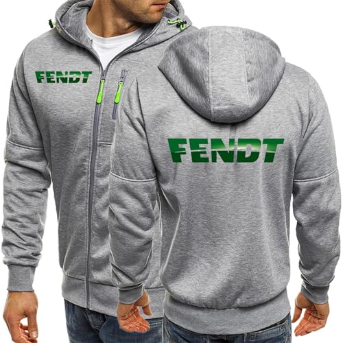 SHAMMA Herren Kapuzenpullover mit Reißverschluss für FENDT Freizeitjacken Leichte Strickjacken Kapuzenpullover Sweatshirts Langarmpullover Arbeitstops für Herren-Light Gray||XL von SHAMMA