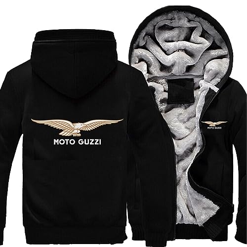 SHAMMA Herren Kapuzenpullover mit Reißverschluss für Moto Moto Guzzi Winterjacke Fleece Pullover Mäntel Warmes Dickes Sweatshirt Schweres Oberbekleidung Workout-A||L von SHAMMA