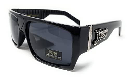 LOCS Hardcore Shades LOCS 91010 Black Sonnenbrille | Gangster Square Flat Top Cholo OG Lowrider Shades Erwachsene, Schwarz, Größe L, Schwarz, Large von SHAMZBEST