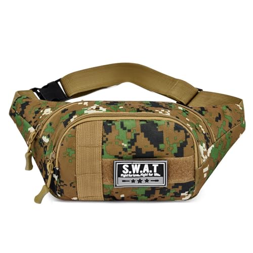 SHANBOYU Gürteltasche Canvas Crossbody Tailentasche Freizeit Tailentasche Hüfttasche Geeignet Für Fitnessreisen Im Freien Laufen Wanderradfahren-Eine Tarn -Green -Tarnung von SHANBOYU