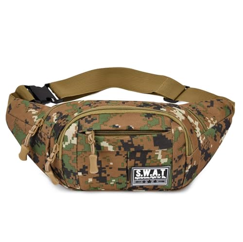 SHANBOYU Gürteltasche Canvas Crossbody Tailentasche Freizeit Tailentasche Hüfttasche Geeignet Für Fitnessreisen Im Freien Laufen Wanderradfahren-Fünf -Green -Tarnung von SHANBOYU