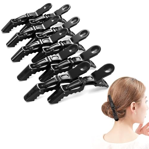 Haarspange mit Krokodil-Motiv, keine Falten, Haarklammer mit rutschfestem Griff, breite Zähne, Haarspange für Salon, Zuhause, Damen und Mädchen, Schwarz von SHANGFENG