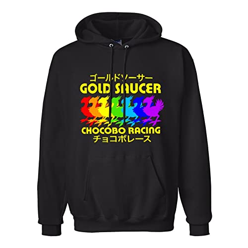 SHANGKEAI Golden Saucer Chocobo Racing Logo Printing Graphic Mens Sweatshirts Unisex Black Hooded L von SHANGKEAI