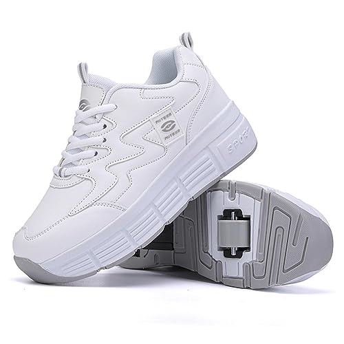 Schuhe Mit Rollen Skateboardschuhe Mit Rädern Für Mädchen Jungen Turnschuhe,White-31 von SHANGN