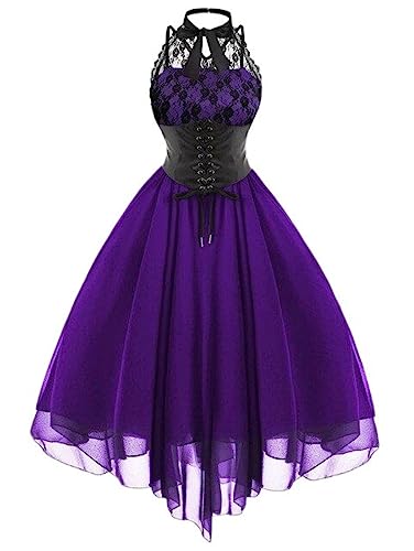 SHANHE 2022 Viktorianisches Kleid Renaissance-Kostüm Damen Gothic Hexenkleid Mittelalterliches Hochzeitskleid Maxi Übergröße 5XL-Lila, 4XL von SHANHE