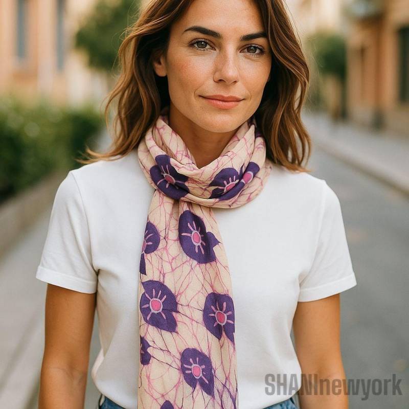 Handgemalter Schal, Seidenschal, Batikschal Mit Mohnblume von SHANInewyork