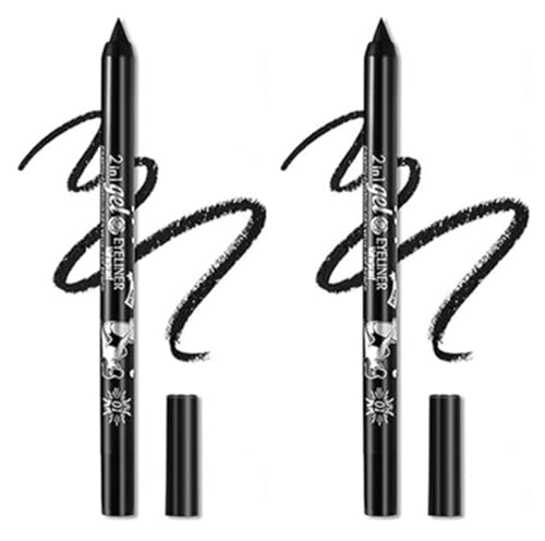 Eyeliner Stift, Waterproof Crème Glatt Metallisch Lidschattenstift,2 Stück Eyeliner Lippen Liner Augenschatten Augenbrauen Bleistifte Stift Augen Make-up (01 Schwarz & 01 Schwarz) von SHANJIA